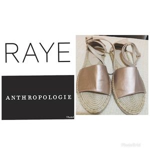 RAYE ‘Fiji’ Espadrilles Rose Gold Leather Sandals